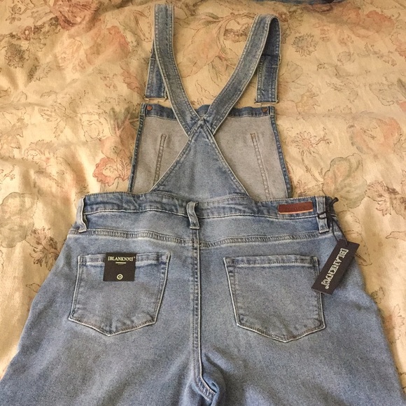 BLANK NYC Size 28 Denim Overalls 2% stretch MidBlue Brass Slide Fitting $229 NEW - Picture 5 of 12
